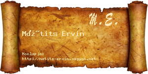 Mátits Ervin névjegykártya